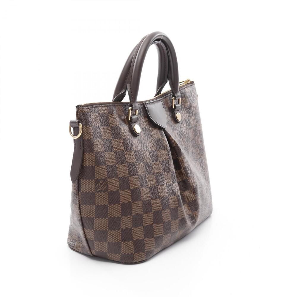 Louis Vuitton Siena Handbag Canvas Damier Brown Ebene Leather Brown